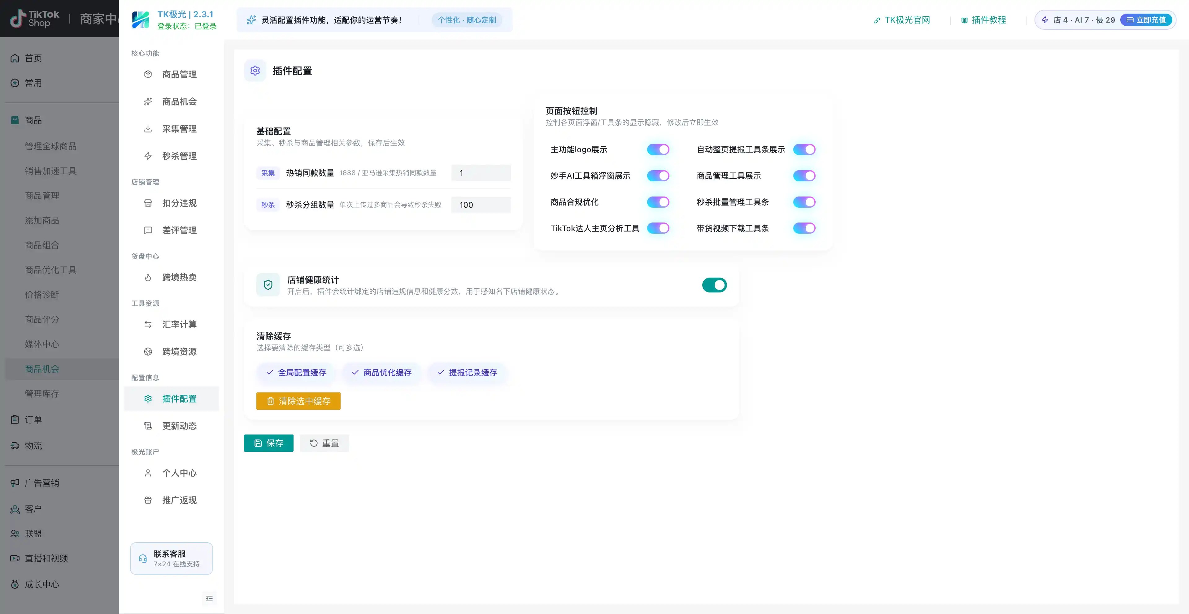 TK极光插件安装与配置界面