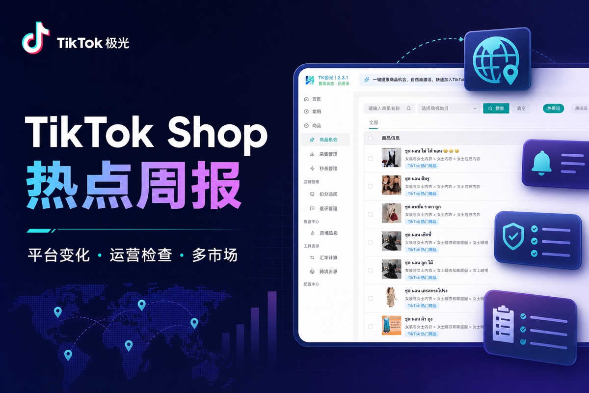 TK极光 TikTok Shop 热点周报：平台变化、运营检查与多市场